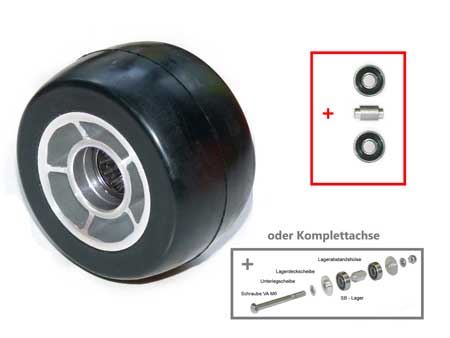 Gummirad Ø 76 x 44 mm - 80A, mit Alufelge Gummirad Ø 76 x 44 mm - 80A, mit Alufelge