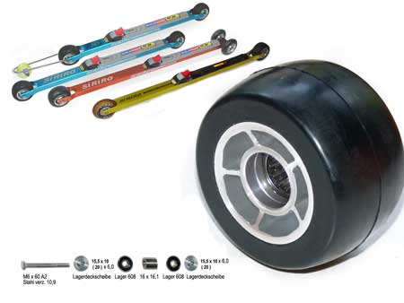 Gummirad...............  76 x 44 mm - 72A - mit Alufelge u. Rcklaufsperre