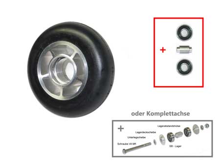 Gummirad  80 x 24 mm 80A - mit Alufelge