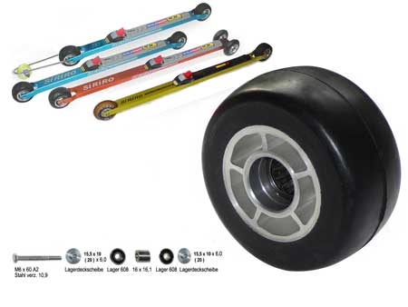 Gummirad...............  80 x 40 mm - 80A - mit Alufelge u. Rcklaufsperre