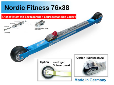 Skating Rollski mit Rad Gummi 76 x 38 mm